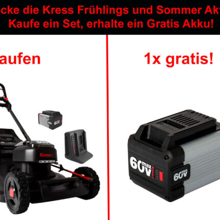 Kress KG756E Akku Rasenmäher inkl. Akku und Ladegerät – SET