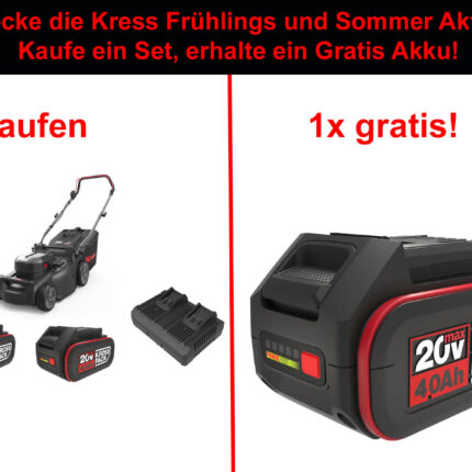 Kress KG748 Rasenmäher mit 2x Akku KAB04 + Ladegerät KAC04