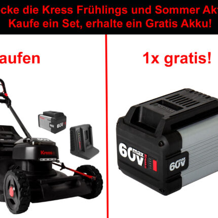 Kress KG757E Akku Rasenmäher inkl. Akku und Ladegerät – SET