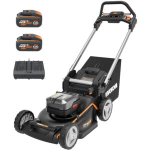 WORX WG749E Akku-Rasenmäher mit 2 x 4,0 Ah Akkus und Doppelladegerät