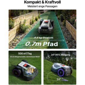 ANTHBOT M5 Mähroboter ohne Begrenzungskabel für 500 m² inkl. Garage – Detailansicht