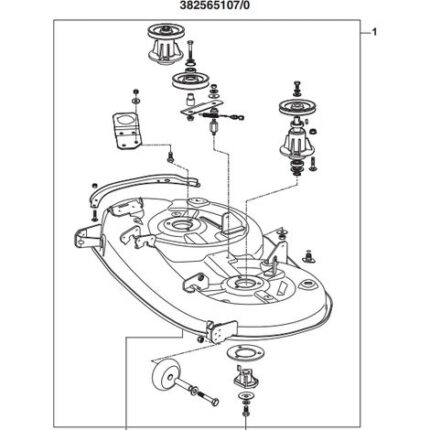 Montiertes Mähdeck für ORIGINAL STIGA SD108 Rasentraktor ohne Messer – Detailansicht